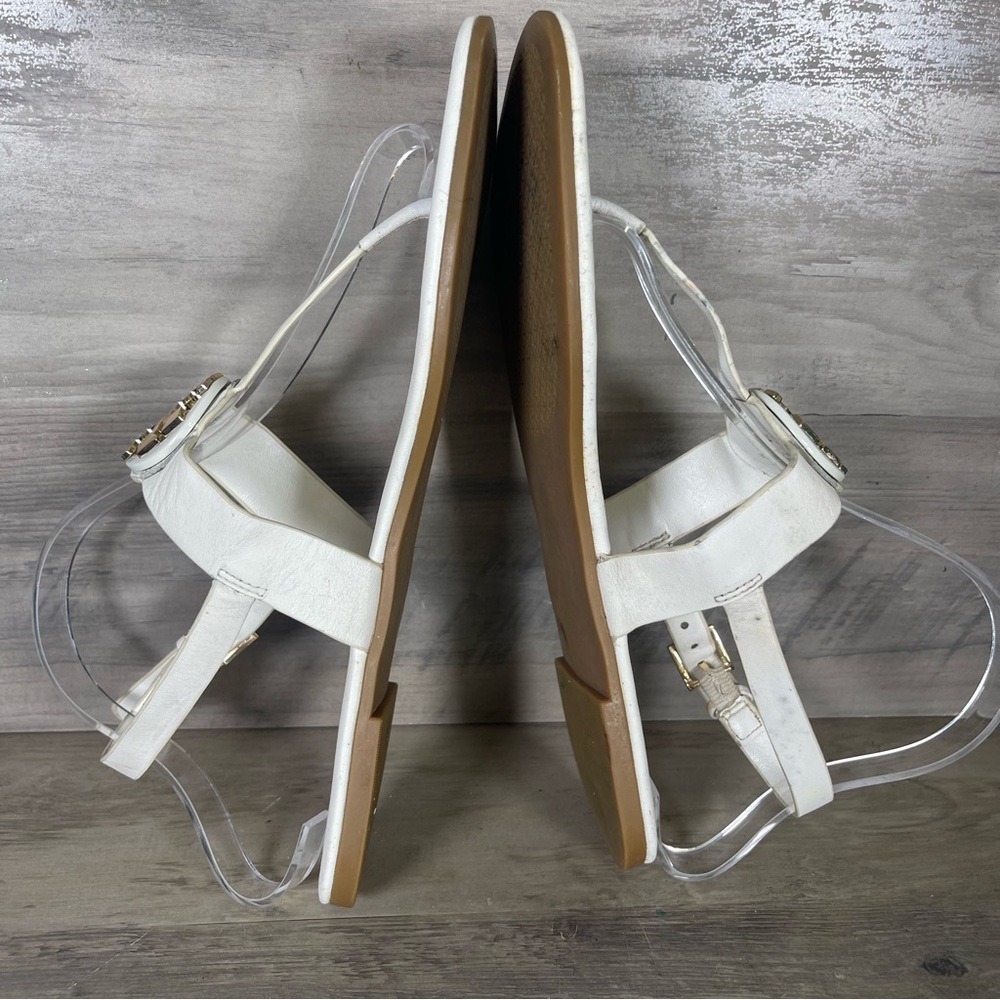 Tory Burch Womens 8 White Bryce Flat Thong Sandals Casual Logo Beach - Picture 9 of 12